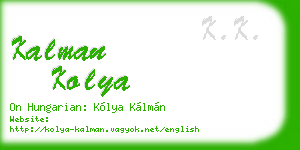 kalman kolya business card